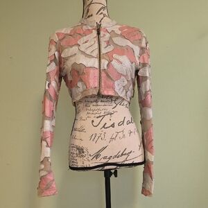 Rocawear Pink and Cream Camouflage Crop Top